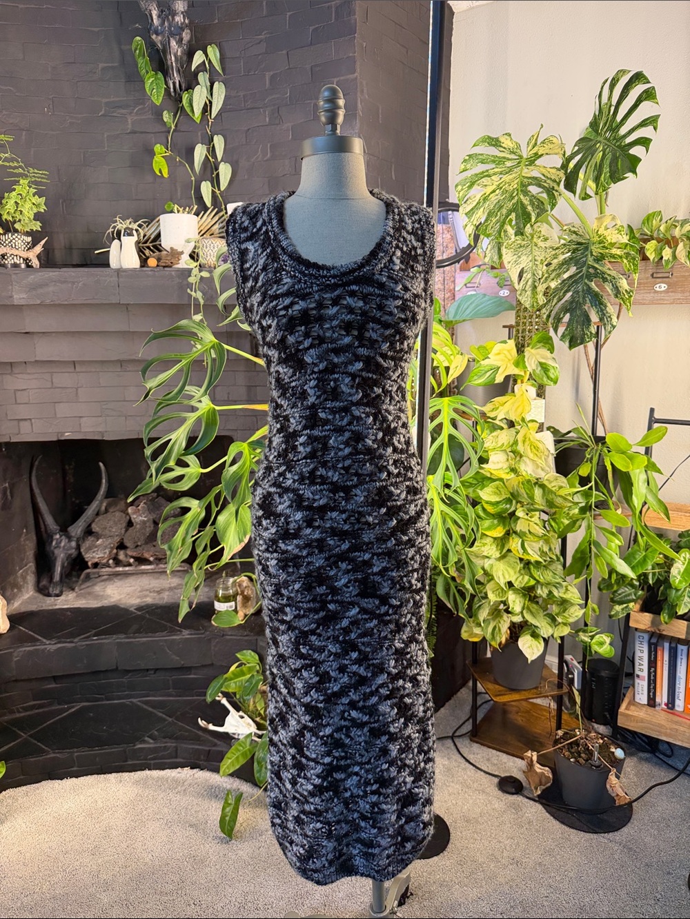 Zara Black & Gray Textured Maxi Dress